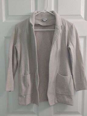 J. Crew Sophie Sweater Blazer Cream Open Front Cotton Knit Coat Women's Size S